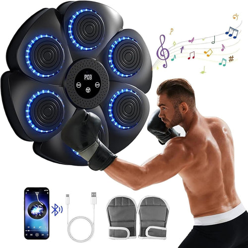 2025 Upgraded Music Boxing Machine for Adults and Kids, Large Size Wall Mounted Boxing Training Equipment with Gloves, Punching Bag for Home, Office, and Gym, 9 Modes & 9 Speeds(Black)