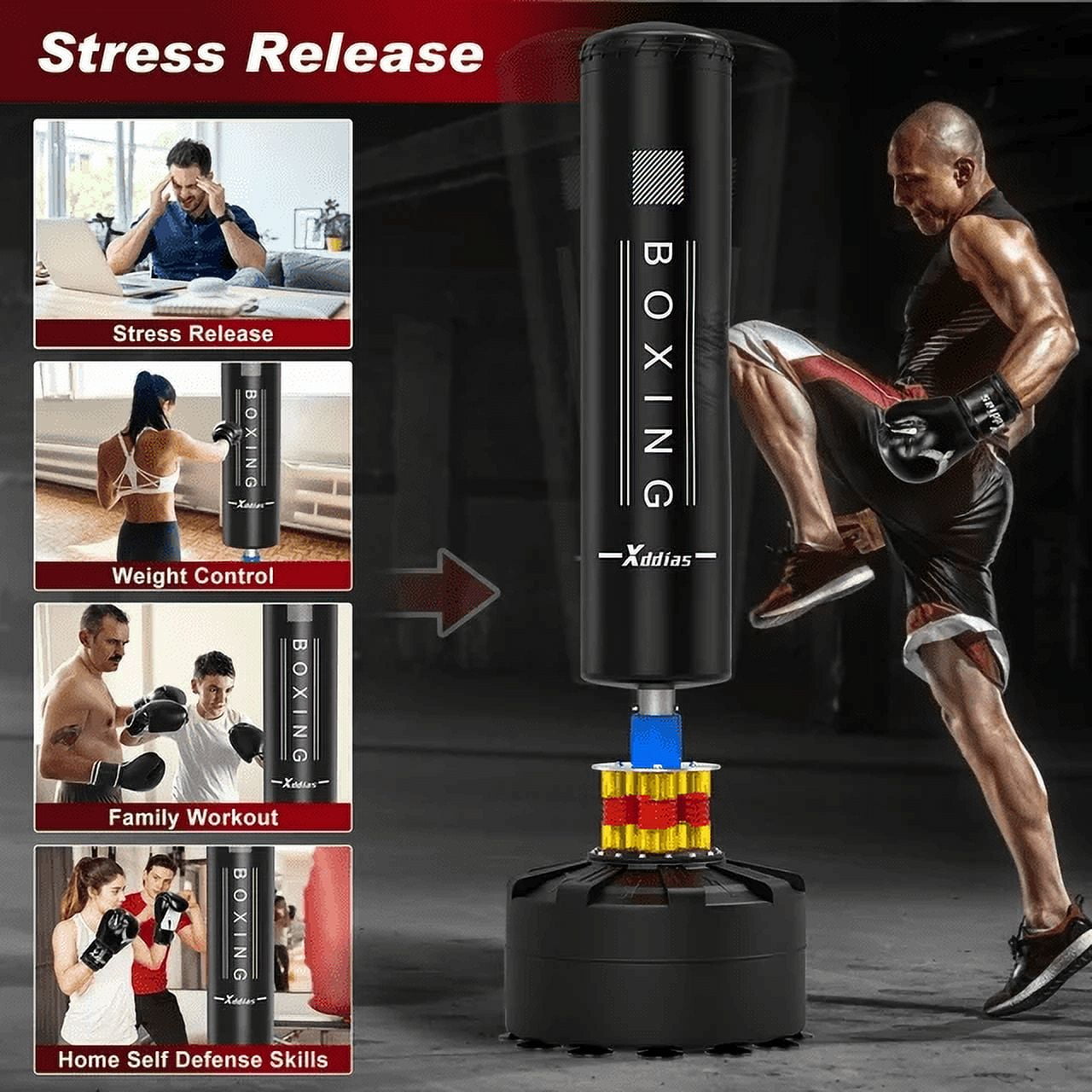 GIKPAL Punching Bag with Stand, Punching Bag for Adults, Boxing Bag with Stand 70''-205lbs Freestanding Punching Bag for Adult Youth Kids - Men Women Stand Kickboxing Bag for Home Office Gym